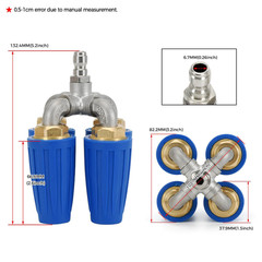 4-in-1 Turbo Nozzle Pressure Washer Tip with Gloves, 2.5 Quadruple, Blue
