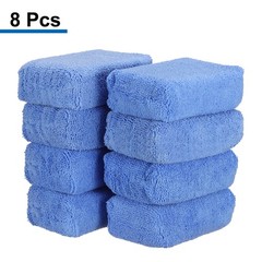 8pcs Microfiber Car Wash Sponge 4.7″x3.2″ Non-Scratch Foam Applicator Blue