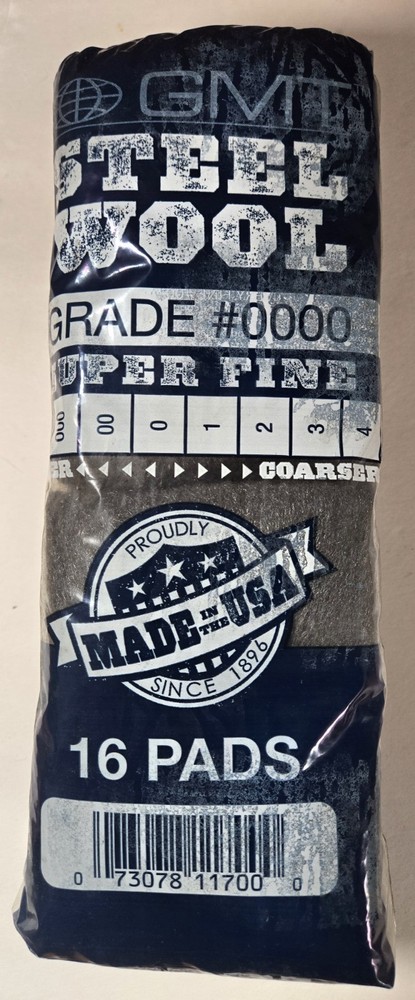 GMT 117000 Steel Wool Hand Pads Grade 0000 (Super Fine)- 2 packs of 16 pads each