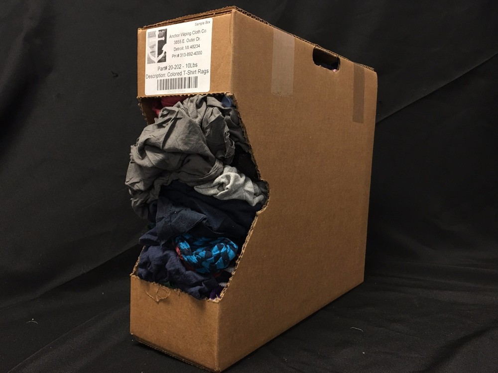 Compressed 10lb Box of Colored T-shirt Rags (10 LB)