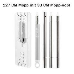 JOYMOOP Flat Mops, Microfiber Mop for 50″ with 13″ Mop-head, White Grey