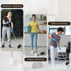 VOOWO Broom with Dustpan Combo Set, 46″ and Black