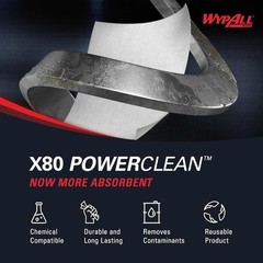 Wypall 41044 Wypall Power Clean X80 Heavy Duty Cloths (41044), Brag Box, White,