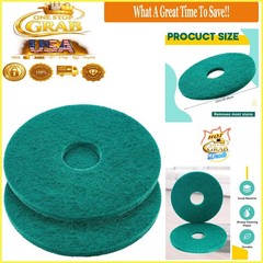 2 Pcs 12 Inch Green Non-Woven Floor Buffing Pads for Commercial Cleaning