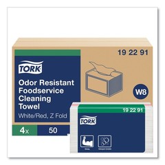 Tork 192291 Small Pack Foodservice Cloth – Unscented/White/Red Stripe (4/CT) New
