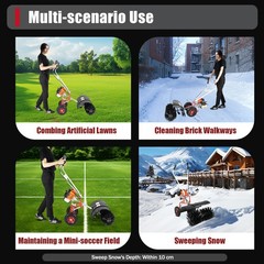 52cc 2 Stroke Gas Power Sweeper Broom Driveway Turf Grass Snow Cleaning Machine
