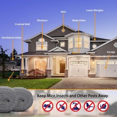 Steel Wool for Mice Control – 2 Pack of 3×10Ft Steel Wool, Gap Filter for Hou…