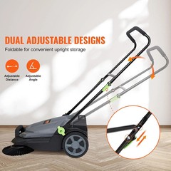 VEVOR Walk-Behind Hand Push Floor Sweeper, 25.6″ Sweeping Width Floor Sweeper Ma