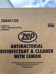 Zep Antibacterial Disinfectant Deodorize Cleaner w/Lemon 1 Gallon 128 floz-3.78L