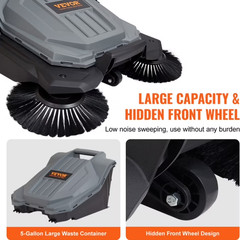 VEVOR Walk-behind Hand Push Floor Sweeper 25.6″ Width 5 Gallon Waste Container