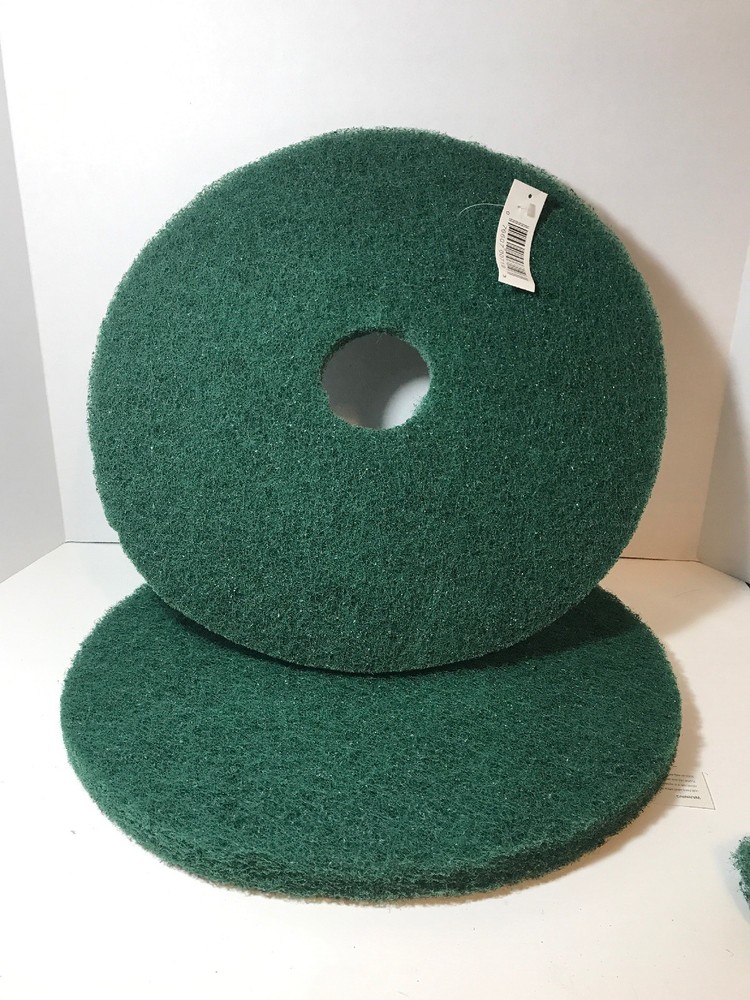 Set Of 2 Hard Floor Buffing Pads Green 17 Inch Round 1 Inch Thick New With Tags