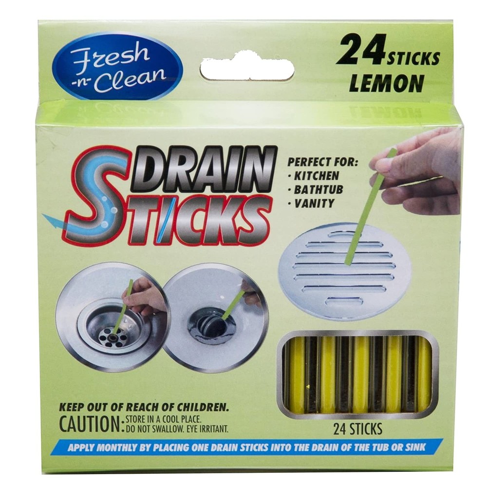 Fresh & Clean Drain Sticks – Lemon – 24 Sticks, Yellow