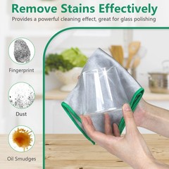 Airlab Glass Polishing Cloth Streak Free 12 Inch x 12 Inch, Sliver, Pack of 6
