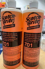 A set of 2 Scotch-Brite Professional 701 Quick Clean Griddle Liquid 1 Quart Each