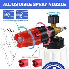 Foam Cannon for Pressure Washer, 1 Liter Bottle, 210 cubic inches, White, Red