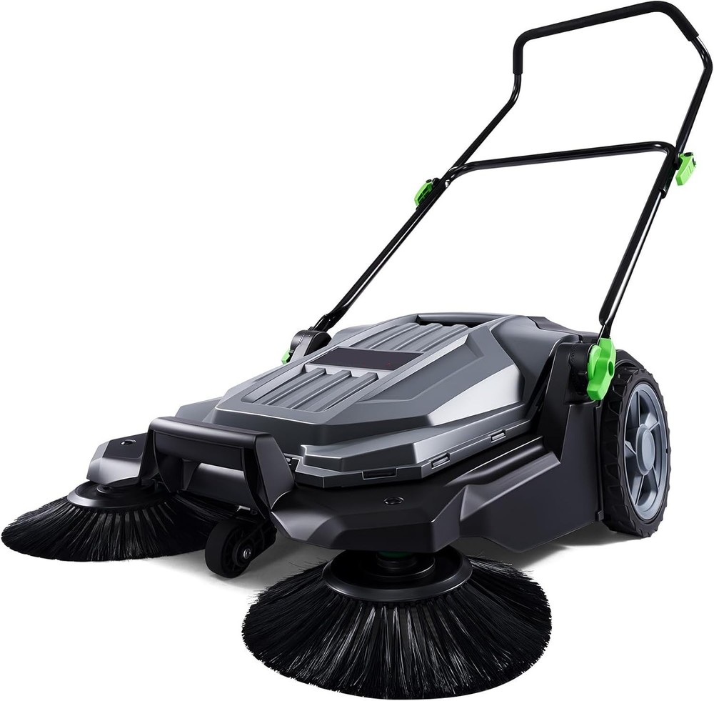 Walk-behind Hand Push Floor Sweeper 25.6″ Width 5 Gallon Waste Container