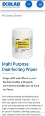 🔴Ecolab Multi Purpose Cleaning/Disinfecting Wipes 6Tub Case, New/Old Stock