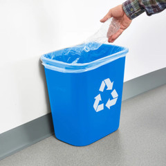 Rectangular Waste Baskets Recycle LDPE Blue 28 Quart 14 5/8Wx10 1/4Dx15H Inch