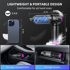 Cordless Vacuum Cleaner 22000PA Handheld 4-in-1 Rechargeable for Car Home Black