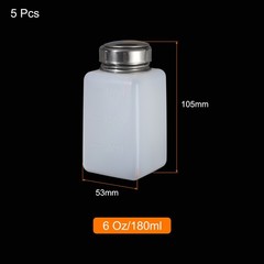 5X 6 Oz/180ml Alcohol Push Down Pump Dispenser Bottle Press White