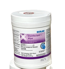 Ecolab Disinfectant 1 Wipe 6.0in x 6.75in,220 Wipes,4 CANS,EXP: 11/2024- 6000261