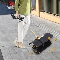 52cc Gas Power Sweeper Broom Handheld Driveway Turf Artificial Grass Snow Clean