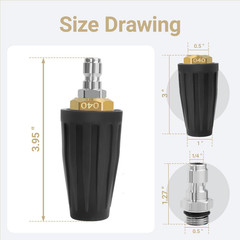 Pressure Washer Tips Turbo Nozzle 4000 PSI Max Rotating Black