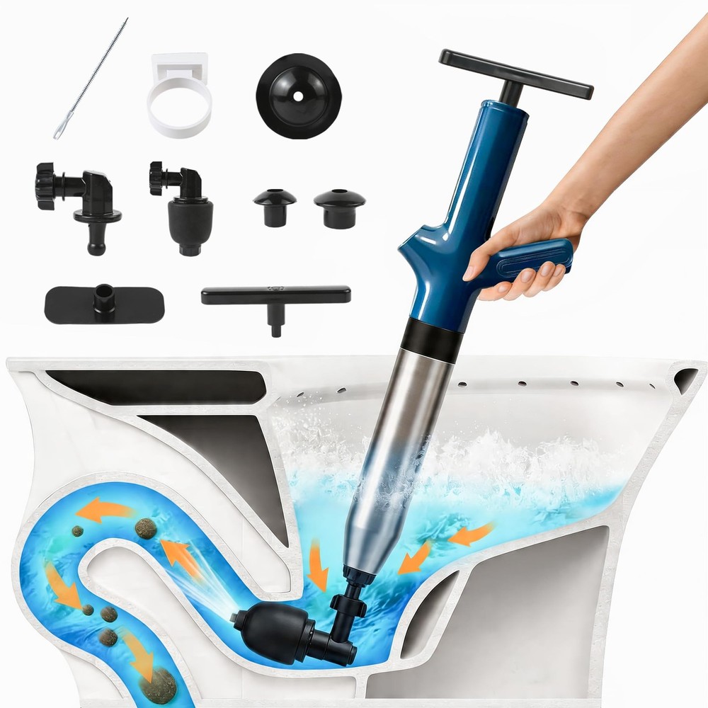 Toilet Plunger, High Pressure Heavy-Duty Clog Remover Blue