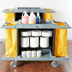 Housekeeping 3 Shelf Cleaning Mop Linen Utilty Cart Hotel Janitor Commercial