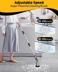 Shower Scrubber with Long Handle, Shower Cleaner Brush with 8 Floor Machine P…