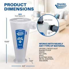 Oneida Air Systems Dust Deputy 2.5 DIY Cyclone Separator, Accessory Only, Clear