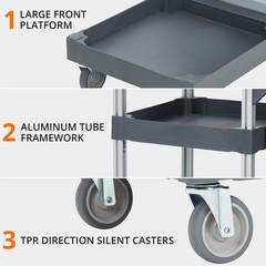 Mobile Janitorial Cleaning Cart – Black Caddy with Cover, Shelves & Bag