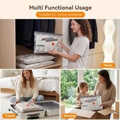 Vacuum Storage Bags for Travel with Rechargeable Air Pump, 12 Pack White