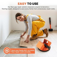 Floor Gap Fixer Tool Kit with Rubber Mallet & 10 Reusable Sticky Pads& orange
