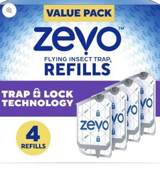 Zevo Flying Insect Trap Refills 4 Cartridges Trap Lock Technology