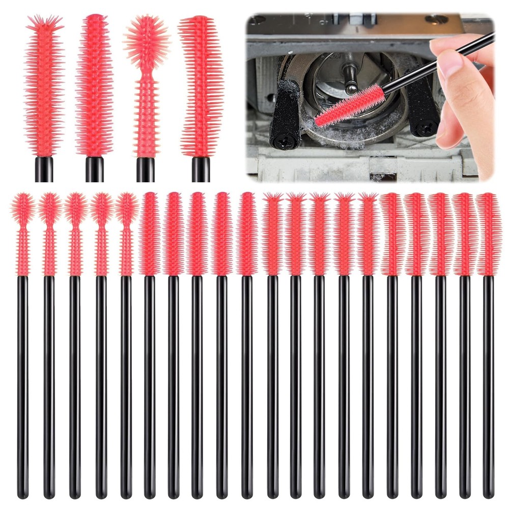 Sewing Machine Cleaning Brushes – 20 PCS Reusable Silicone Dense Rose Red