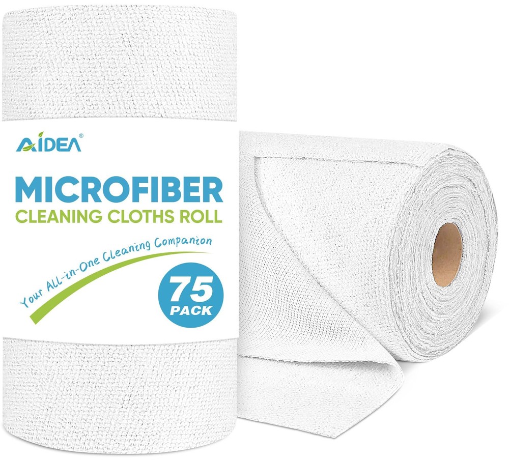 AIDEA Microfiber Cleaning Cloth Roll White, 11.5 inches x inches, White