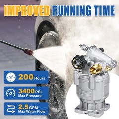 TOOLCY Upgraded Integrated Pressure Washer Pump, 3/4″ Integrated, Silver
