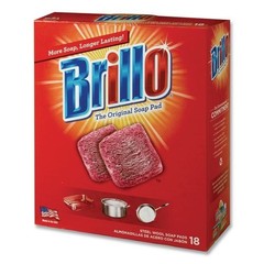 Brillo Steel Wool Soap Pads, 2.5 x 3, Gray/Pink, 18 Pads/Box, 12 Boxes/Carton