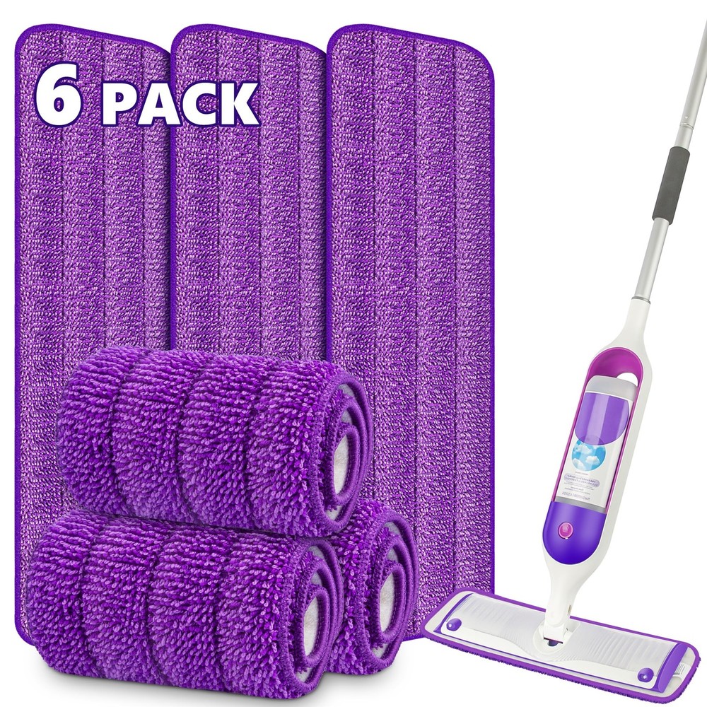 6 Pack Reusable Mop Pads for Swiffer PowerMop, Power 6 PACK, Purple