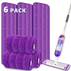 6 Pack Reusable Mop Pads for Swiffer PowerMop, Power 6 PACK, Purple