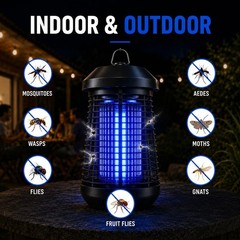 Bug Zapper Outdoor Indoor, 18W Electric Mosquito Zapper 4200V, UV Light Fly
