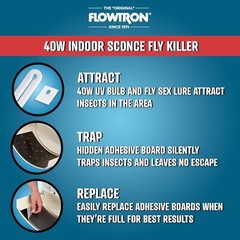 Flowtron Fly Trap Indoor Wall Sconce,Electric fly Insect Killer & Gnats w/2 Lure