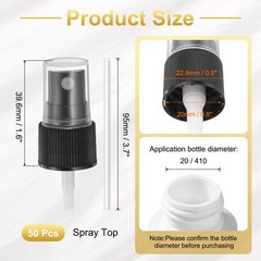 uxcell 50 Pcs Black Spray Top, 20/410 Fine Mist Sprayer 20/410,