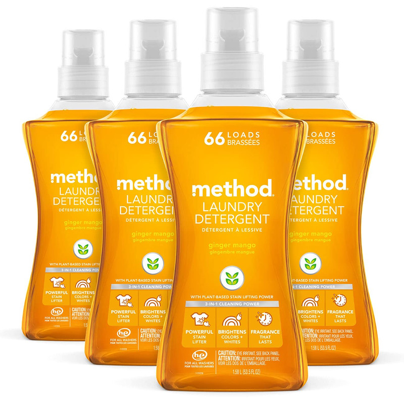 Method Liquid Laundry Detergent Ginger Mango Scent Stain Remover 66 Loads Per