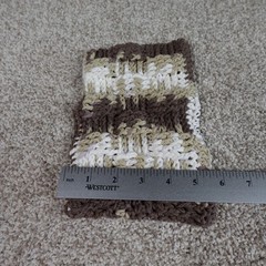 Handmade Crochet Reusable Mop Cover Brown Tan White Striped Swiffer Pad