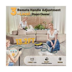 Gautye Steam Cleaner, 3 Level Adjustable Handle, 15s Heat Up, 1.69 Quarts Tan…