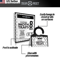 8 Pack Clothing Moth Traps Non Toxic Pheromone Sticky Trap for Closets USA