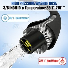 25′ Pressure Washer Hose Extension Cable 4000 PSI 25 ft Length Gray 3/8″ Coupler