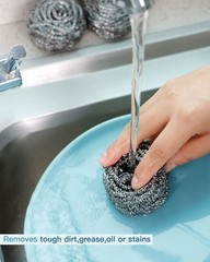 12Pcs Steel Wool Scrubber Pads for Cleaning Dishes, Pans, 20G, Silver
